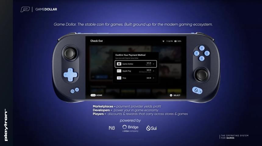 SUI GAMING STABLECOIN为SUIPLAY0X1 HANDHELD，PLAYTRON ECOSYSTEM启动