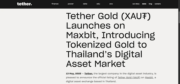 USDT发行方Tether发行黄金代币 泰国数字资产监管政策解读