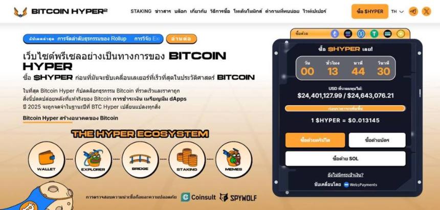หน้าเว็บไซต์ presale ของ 比特币超级 พร้อมยอดลงทุน