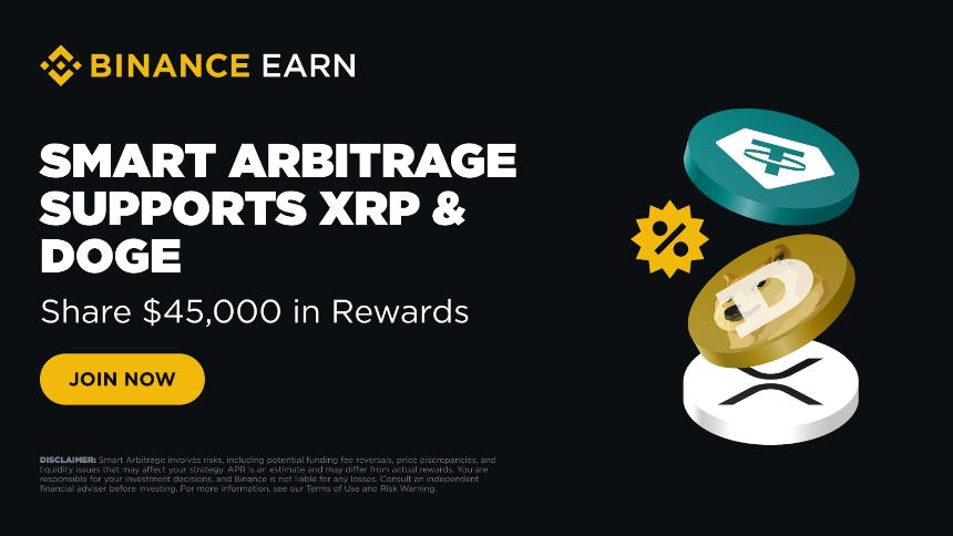 Smart Arbitrage hiện hỗ trợ XRP và DOGE: Đăng ký USDT và chia sẻ phần thưởng trị giá 45.000 USDT